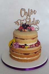 engagement cake with edible flowers